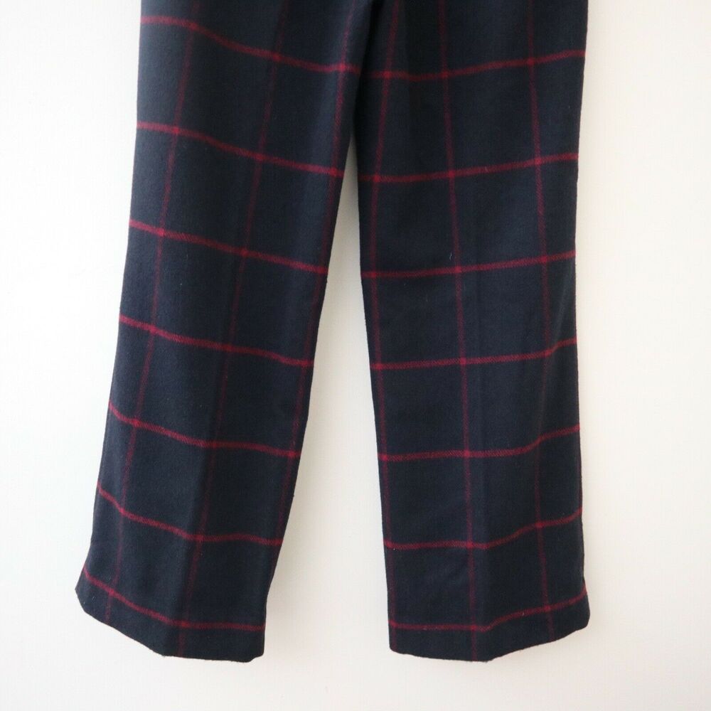 Self Portrait Size 8 Wool Blend High Rise Check Trousers Plaid Wide Leg Pant - Picture 8 of 11